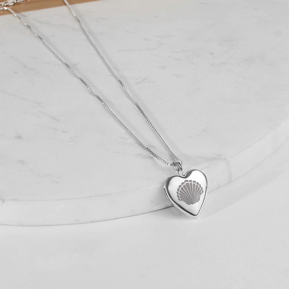 Seashell Heart Photo Locket