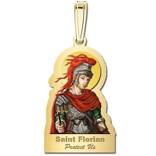 Saint Florian Outlined Religious Medal "Color"