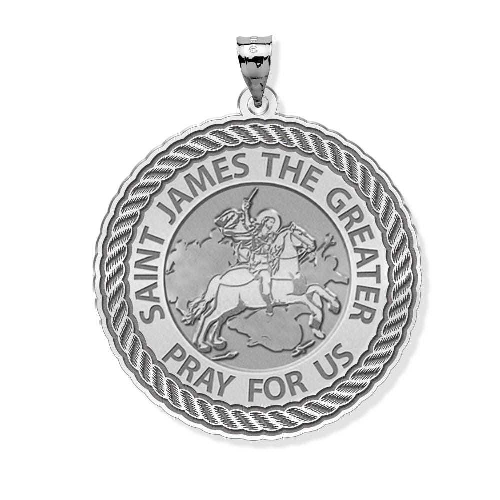 Saint James The Greater Round Rope Border Religious Medal