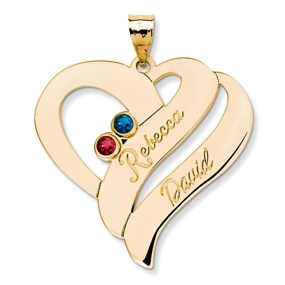 Personalized Couple's Heart Pendant with Birthstones