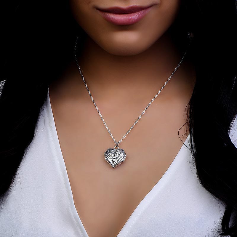 Angel Wing Heart Photo Locket