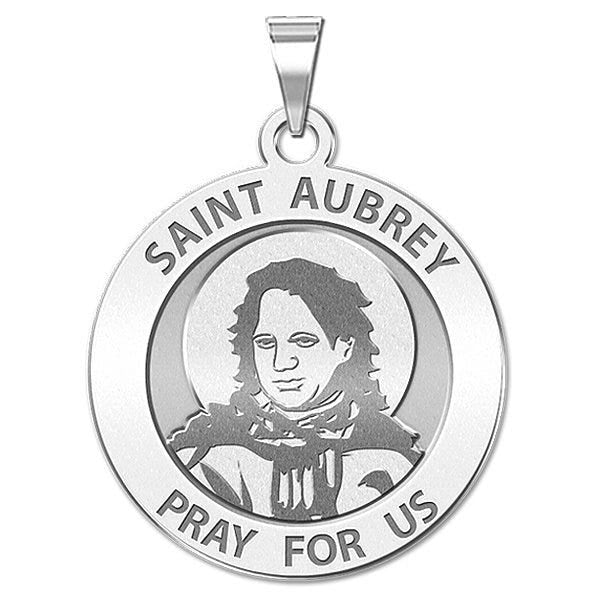 Saint Aubrey Round Religious Medal