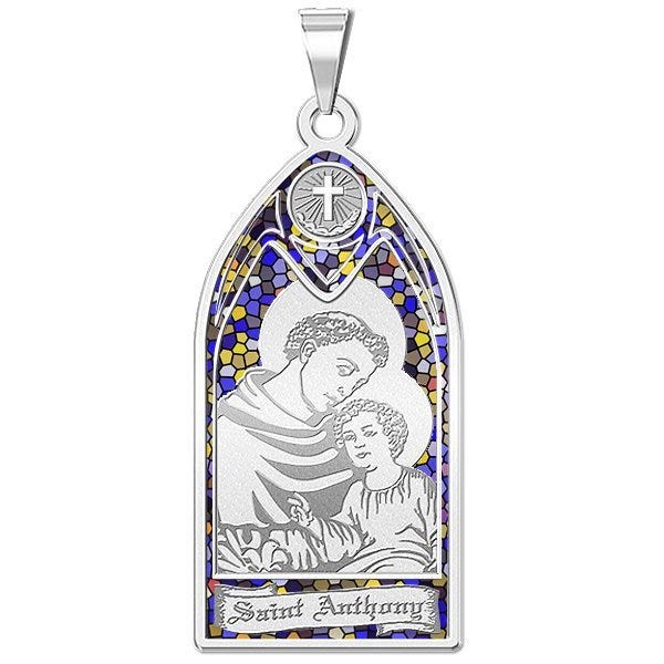 Saint Anthony - Stained Glass Religious Medal