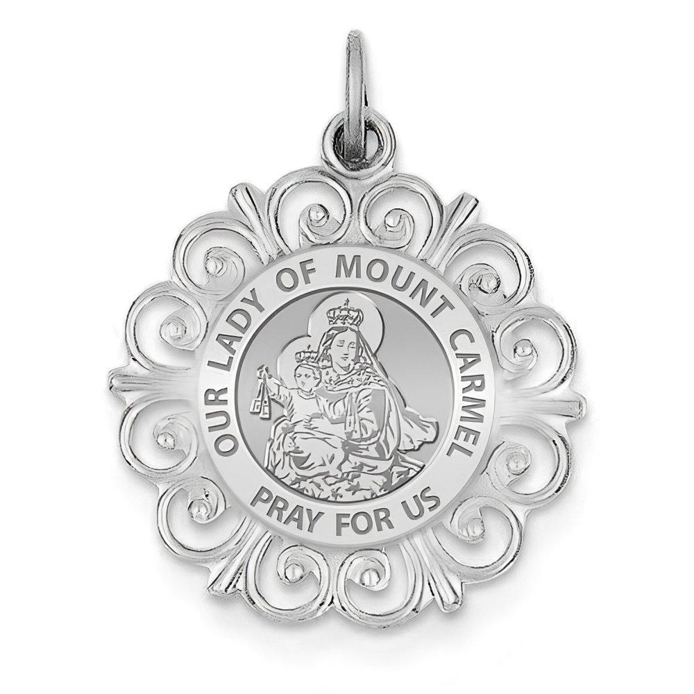 Our Lady Of Mount Carmel Round Filigree Religious Medal