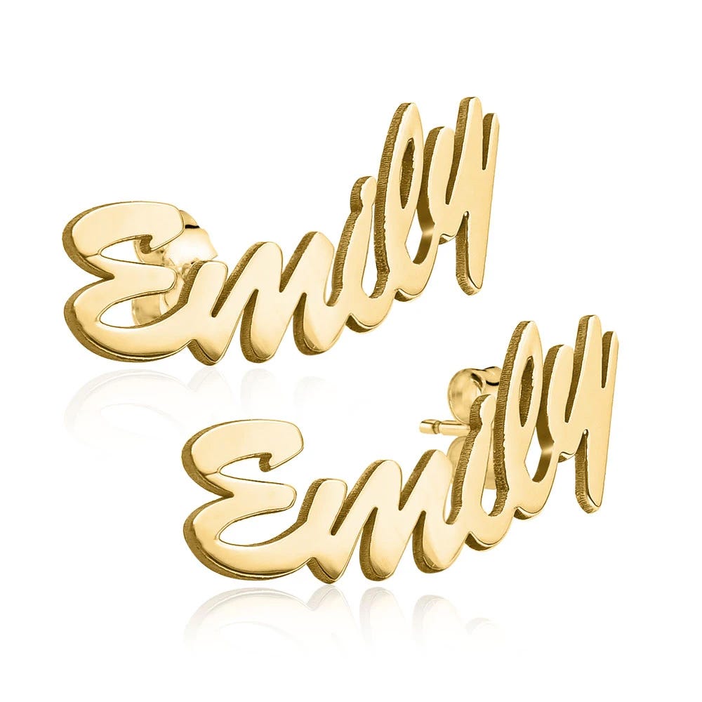 Pair of Script Name Earrings