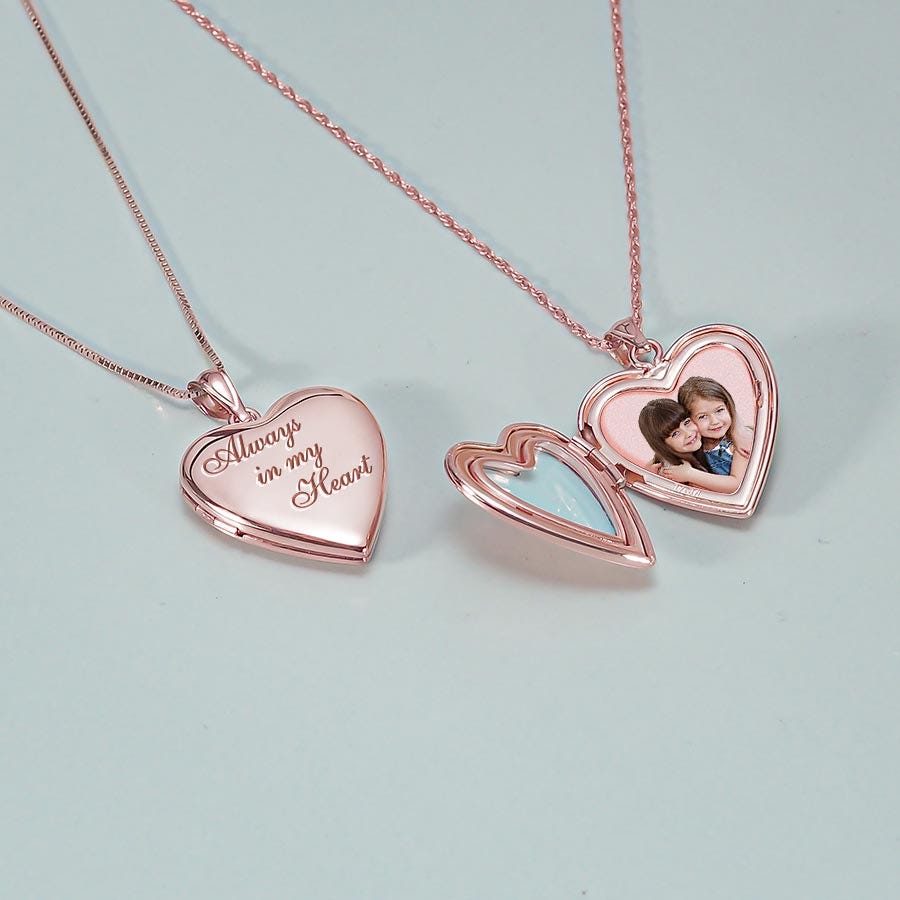 14K Rose Gold Always In My Heart Photo Locket