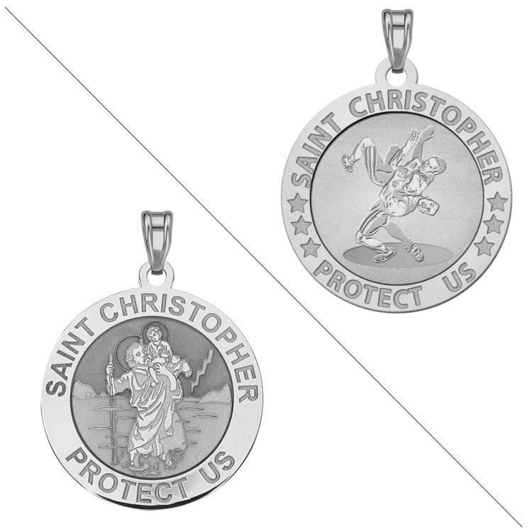 Wrestling - Saint Christopher Doubledside Sports Religious Medal