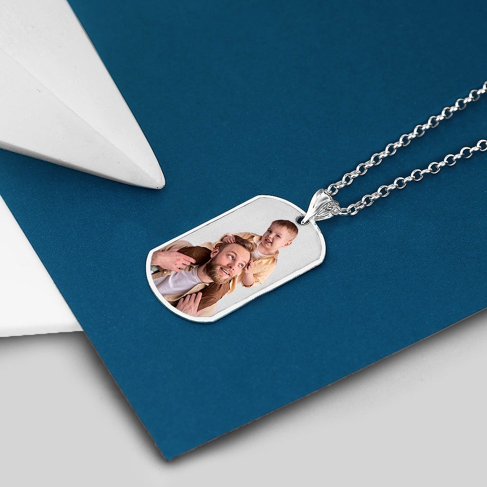 Photo Engraved Dog Tag With Border