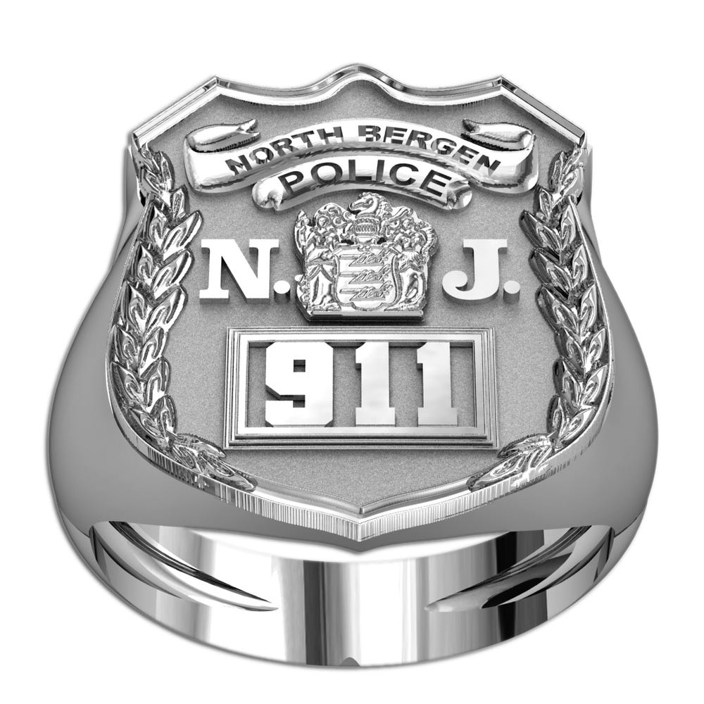 Personalized New Jersey Police Badge Ring with Number & Department