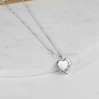 14K White Gold Roses Heart Photo Locket