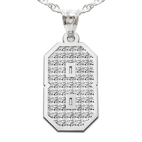 Jersey Hammered Single Number Charm or  Pendant