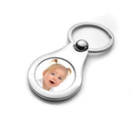 Stainless Steel Engravable Round Photo Keychain