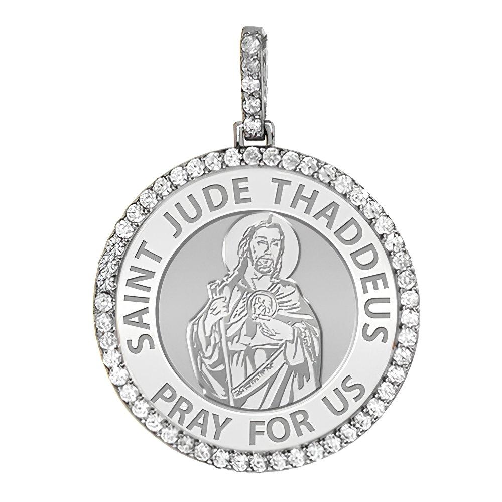 Large Saint Jude Diamond Round Medal