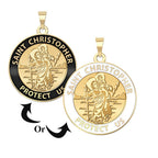 Saint Christopher Round Religious Medal With Black Enamel Or White Enamel
