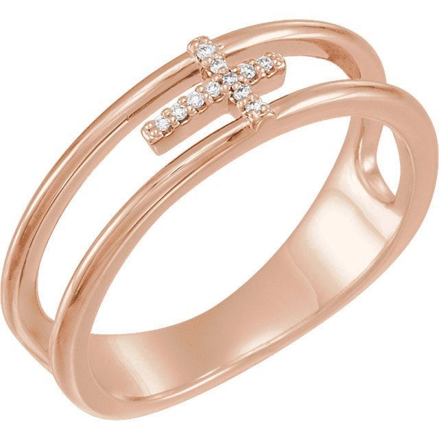 03 Ctw Diamond Negative Space Cross Ring