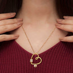 Carabiner Heart Pendant Necklace with CZ Barrel and Dangle Photo Charms / Chain Included