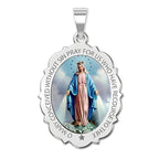 Miraculous Medal Scalloped Oval Color