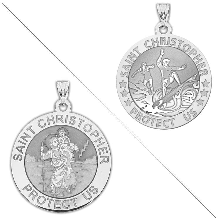 Surfing Or Surf (Boy & Girl) - Saint Christopher Doubledside Sports Religious Medal