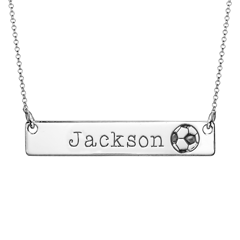 Personalized Horizontal Soccer Name Bar with Adjustable Chain