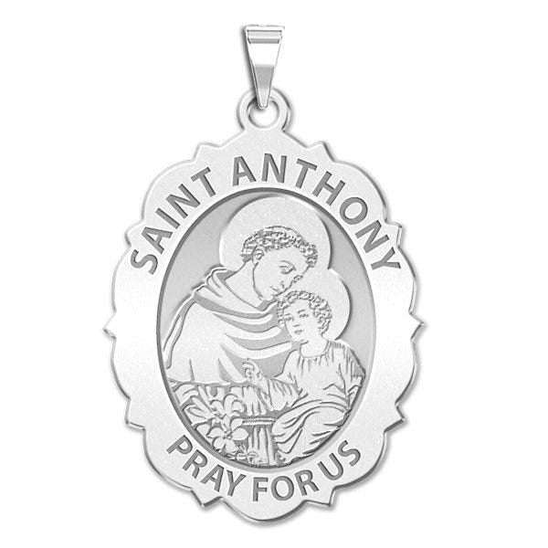 Saint Anthony Scalloped Oval Religious Medal