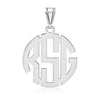 Round Block 3 Letter Monogram Cut-Out Pendant