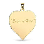 Engraved Heart Pendant/Charm with Diamond Cut Edge