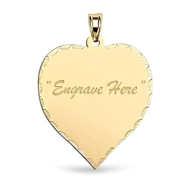 Engraved Heart Pendant/Charm with Diamond Cut Edge