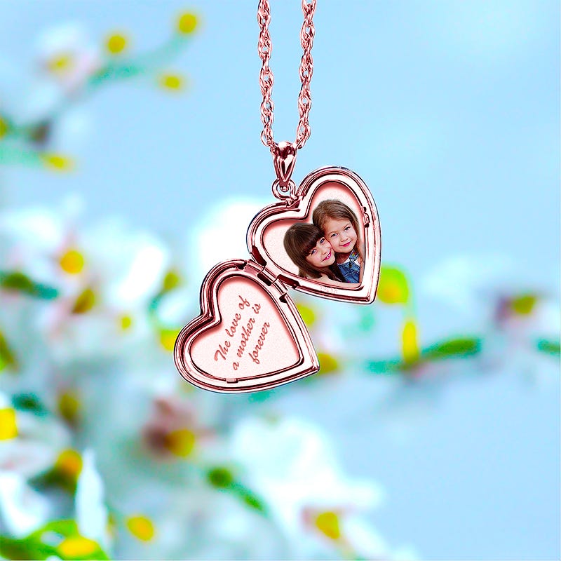 Rose Gold Plated "Forever" Heart Photo Locket