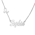 Personalized Zodiac Charm Name Necklace