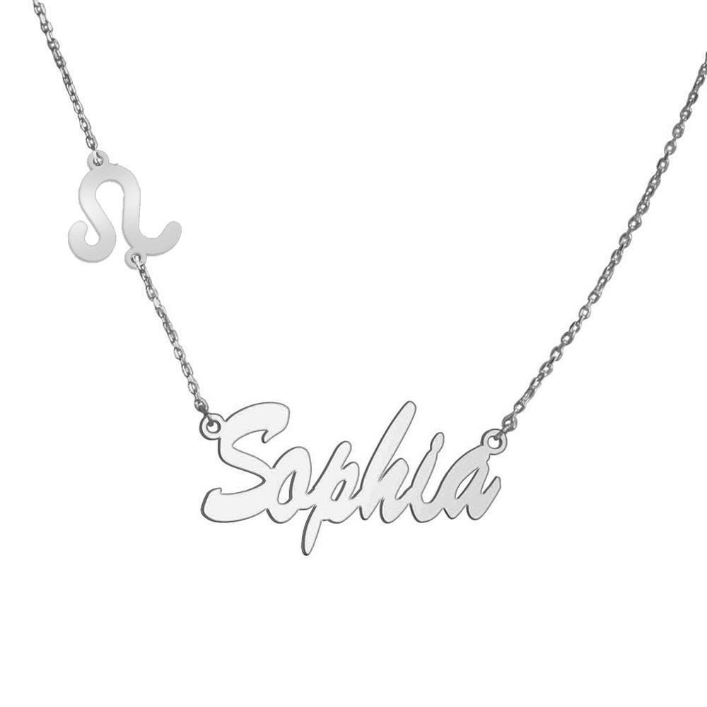 Personalized Zodiac Charm Name Necklace