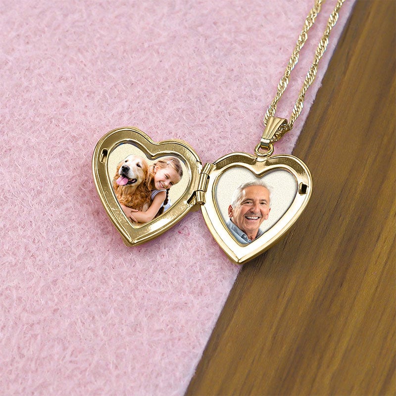 18K Premium Weight Yellow Gold Heart Picture Locket