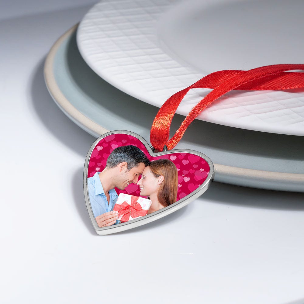 Stainless Steel Heart Photo Engraved Ornament