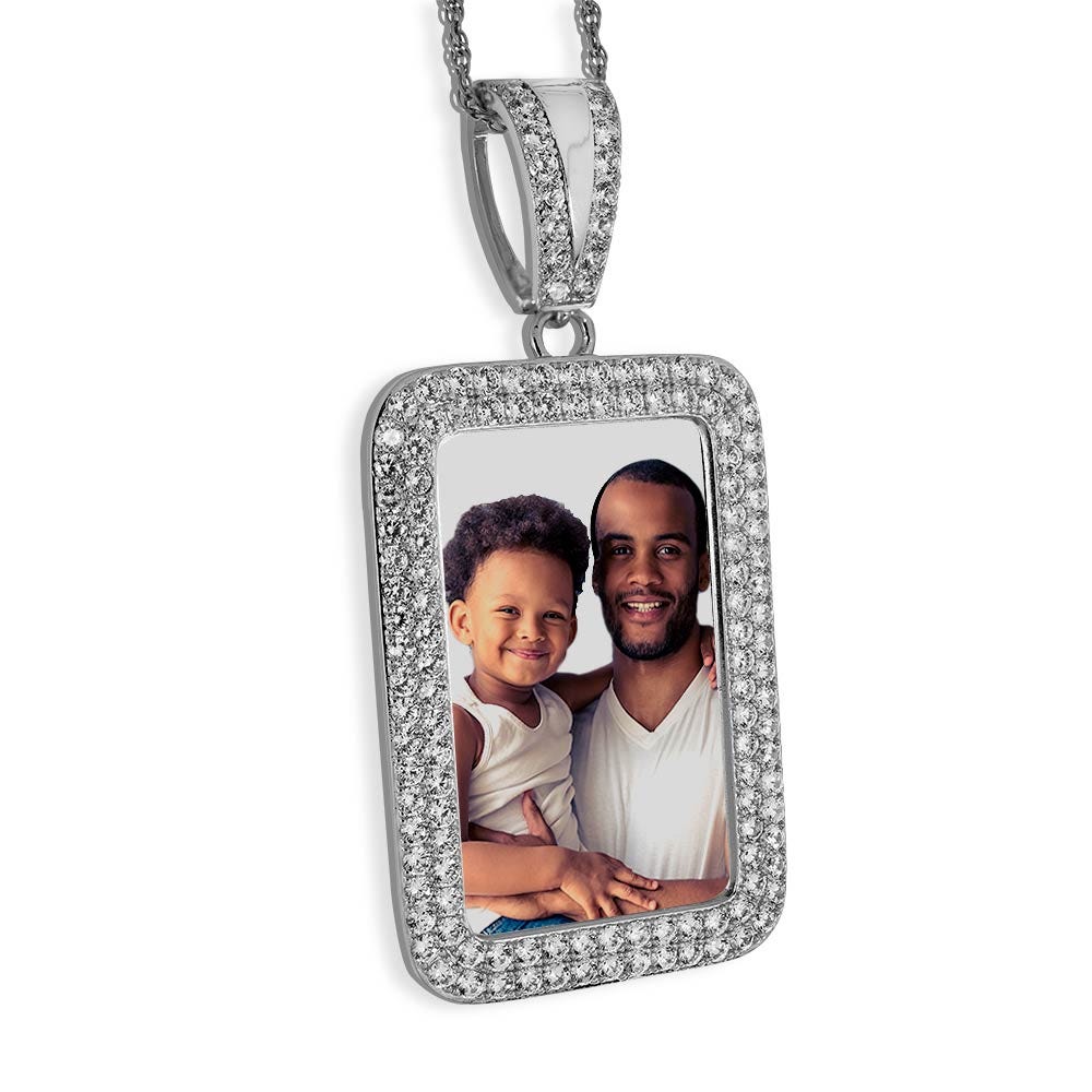 Photo Engraved XL Cubic Zirconia Rectangle Pendant