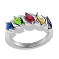 5 Marquise Shaped Birthstone Mother's Personalized Ring