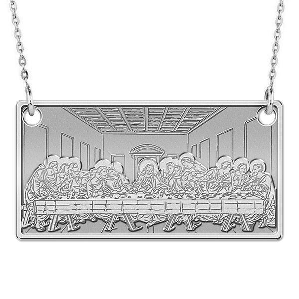 The Last Supper Rectangle Pendant with Religious Medal/ 18" Box Chain Included