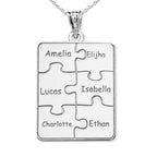 Personalized Family Six Piece Jigsaw Puzzle Pendant - 18 Inch Chain Included