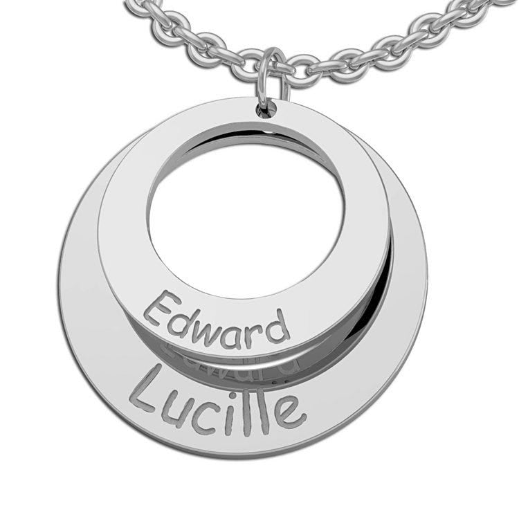 Personalized Round Mother's Cut-Out Two Disc Charm Pendant
