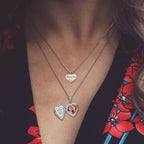Layered Necklace Set With Heart Photo Locket