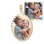 Petite Oval Photo Charm with Diamond Cut Edge