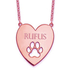 Personalized Heart with Cutout Dog Paw Name Necklace