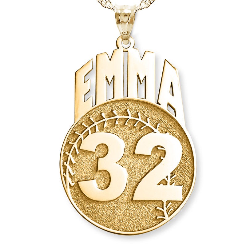 Custom Softball Charm or Pendant with Name & Number