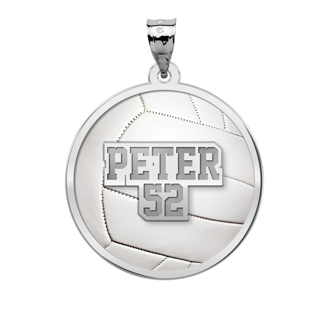 Color Enameled Volleyball Pendant with Name & Number