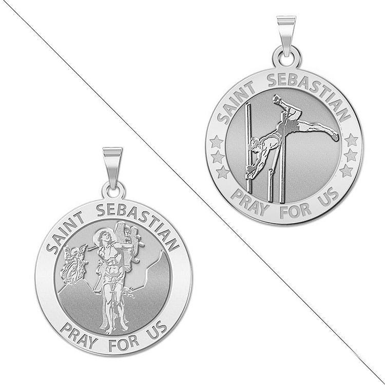 Pole Vault - Saint Sebastian Doubledside Sports Religious Medal