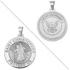 Saint Christopher Doubledside Navy Religious Medal