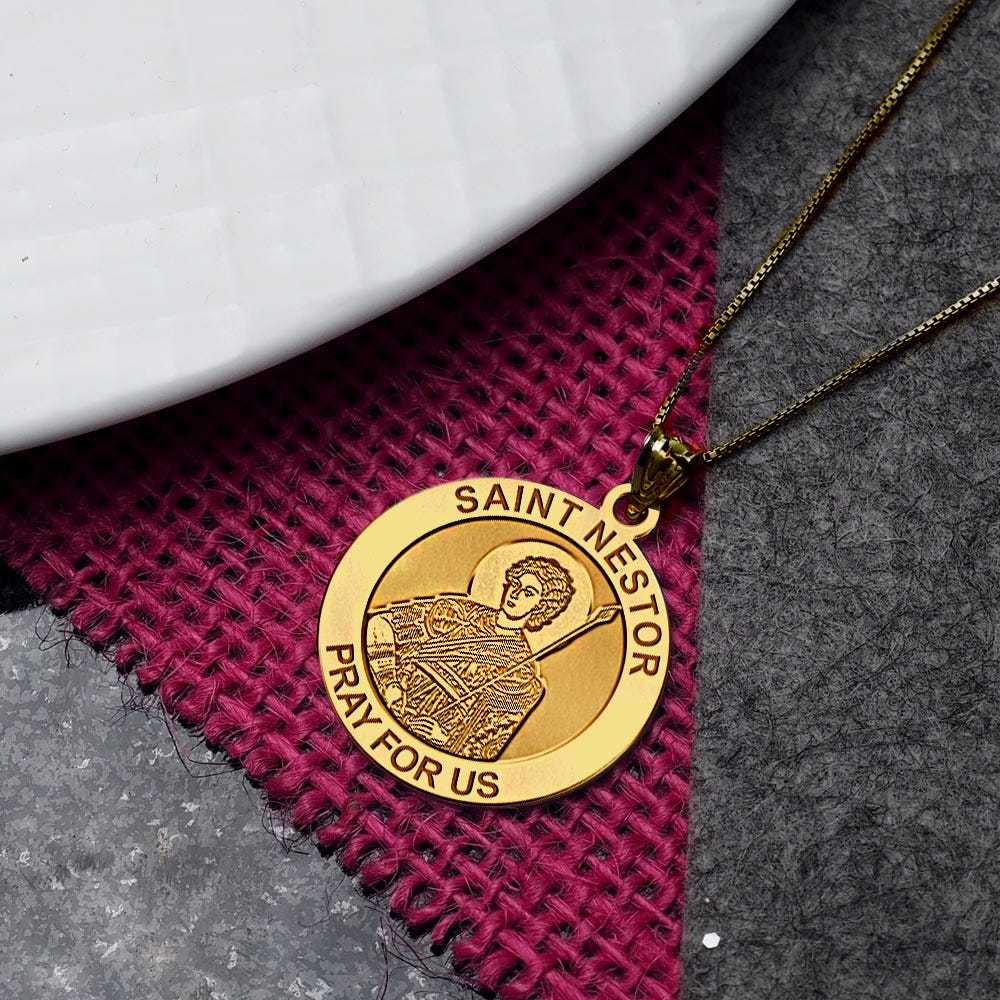 Saint Nestor Round Religious Medal