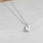 14K White Gold "Interlocking" Heart Photo Locket