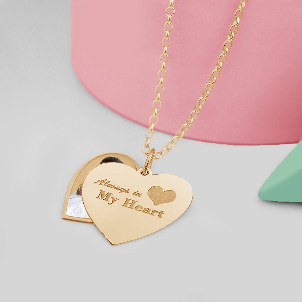 Always In My Heart Heart Swivel Photo Pendant