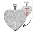 Custom Fingerprint Heart Charm or Pendant with Reverse Photo Option