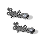 Script Name Earrings with Birthstone