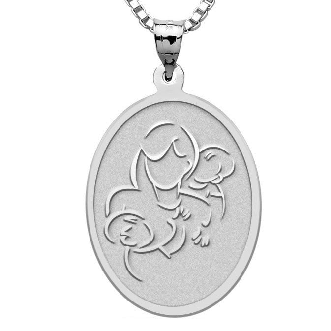 Mother with Two Sons - Oval Pendant